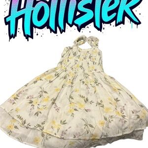 Hollister White Dress with Yellow and Purple Floral